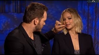 Jennifer Lawrence And Chris Pratt Discuss  About Crazy Fan Tattoos | EXTENDED