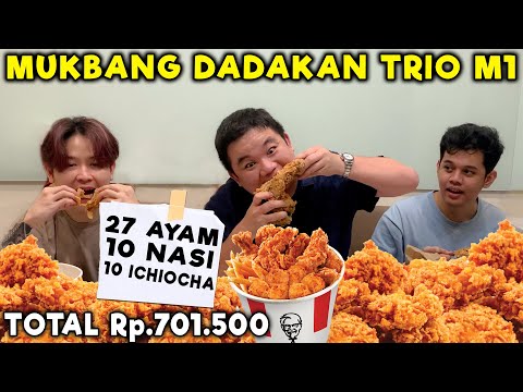 MUKBANG DADAKAN TRIO M1 27 AYAM + 10 NASI KFC!! REKT DONKEY OURA