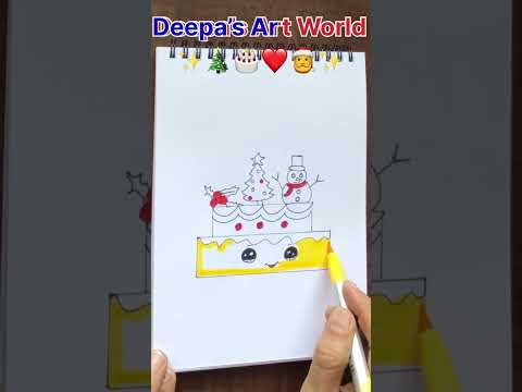 Christmas cake drawing 🎂 very simple steps for beginners / Christmas Drawing step by step