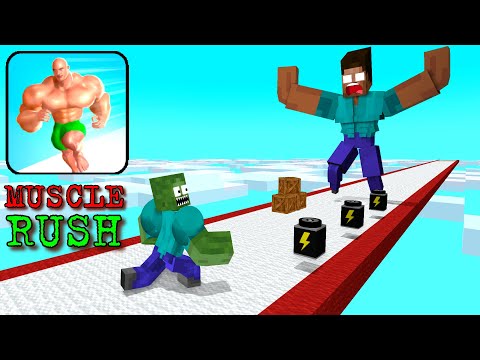 Minecraft Mobs : MUSCLE RUSH RUN CHALLENGE - Minecraft Animation