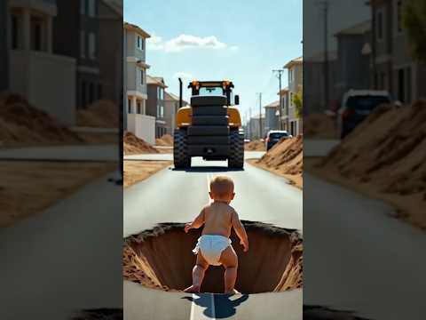 Dog Rescues Baby From Tire Hole! #shorts #ai #baby