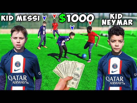 kid Messi & kid Neymar 2v2 Football Match! Winners gets $100!