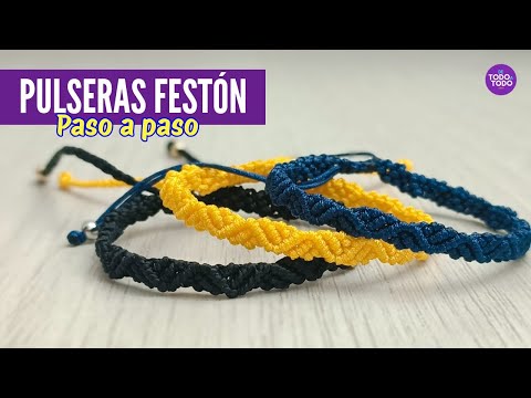 Pulsera de macramé Nudo FESTÓN paso a paso. 👉Macrame festón knots
