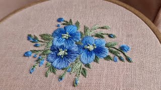 Can You Stitch These Pretty Blue Flowers? FLAX FLOWER SATIN Embroidery