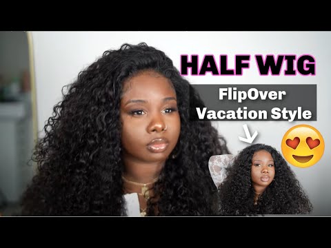 ♡ Best Flip Over Vacation Hairstyle | Water Wave Half Wig | CurlyMe Hair