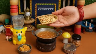 Miniature Cooking Videos l Peanut Chikki With Jaggery l Mini Cooking l Easy Sweet Recipe l 