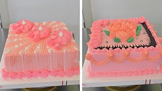 los mejores pasteles cuadrados con rosas en crema | SQUARE CAKE