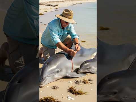 Old Man Saves Dolphin From Deadly Injury! #rescue #animals #wildlife