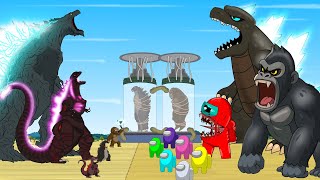 If GODZILLA & KONG vs Mini Crewmate Among Us - Story of Transformation | Godzilla & Among Us Cartoon