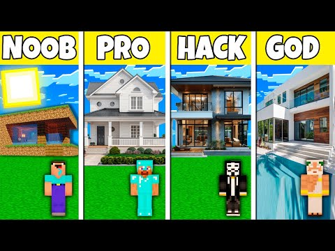 Minecraft Battle: NOOB vs PRO vs HACKER vs GOD AMERICAN MANSION BUILD CHALLENGE in Minecraft