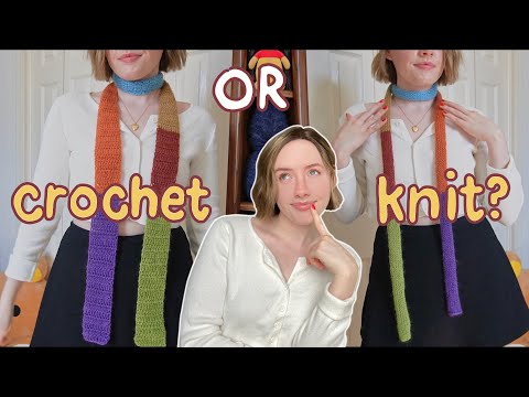 CROCHET vs KNIT: skinny mini scarf edition🧣tutorial + comparison