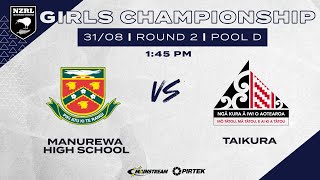 NZRL NATIONAL SECONDARY SCHOOLS TOURNAMENT DRAW Manurewa High School vs Taikura