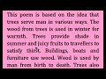 Understanding Trees and Poetry
