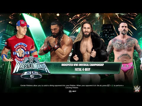 Roman Reigns vs CM Punk vs John Cena vs Seth Rollins for double championship at WrestleMania @WWE