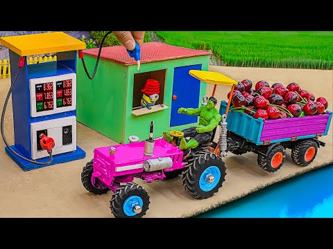 DIY making mini pertrol pump for full CHERRY loading truck | Diy mini pertrol pump