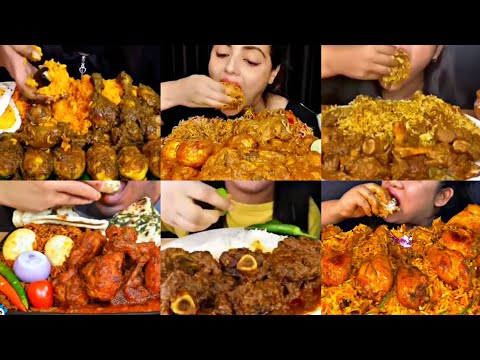 ASMR EATING SPICY CHICKEN BIRYANI, MUTTON CURRY, EGGS | BEST INDIAN FOOD MUKBANG |Foodie India|