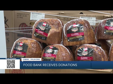 Thousands of dollars of ham and produce donated to food bank