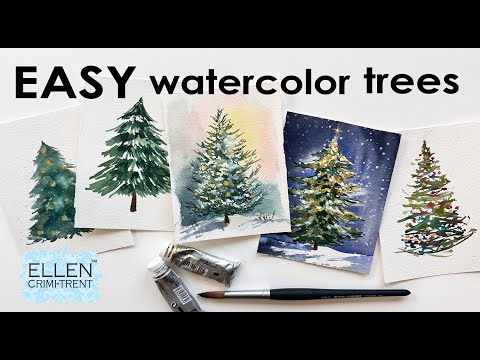 EASY watercolor Christmas Trees for beginners