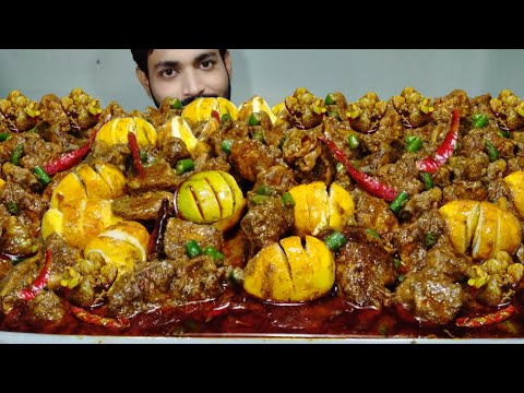 Again Mega Oily Bakre Ka Meat With Egg Masala | Aloo Paratha | Mutton Egg Curry | Lal Lal Food Asmr