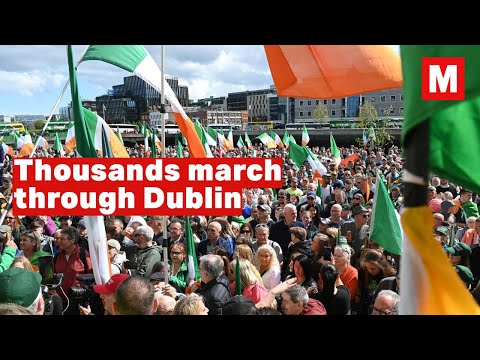 Anti-immigration protest and a counter anti-racism demonstration in Dublin city centre
