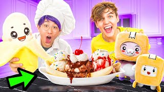 LANKYBOX TRIES COOKING BANANA SPLIT ICE CREAM! (COOKING COMPETITION!)