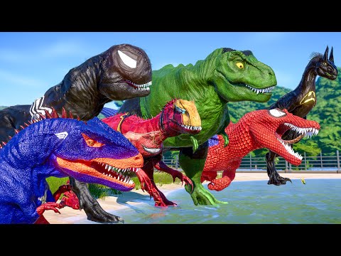 ALL Superhero Dinosaurs Battle in Jurassic World Evolution