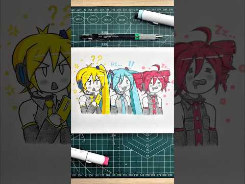 "Triple Baka" drawing !! 🩷✨ #hatsunemiku #初音ミク #イラストメイキング #創作#アニメ
