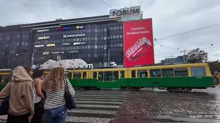 Helsinki in the Rain 🇫🇮 | Peaceful August Walk with Rain Sounds & Music 4K