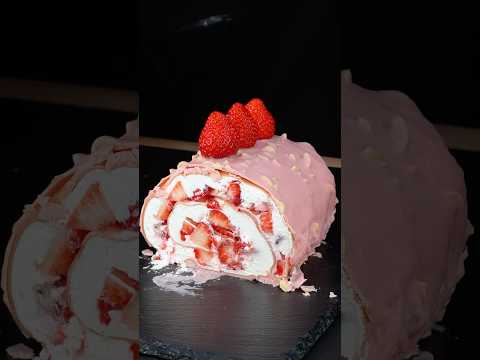 Strawberry crepe roll