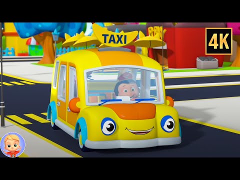 Wheels On The Taxi Go Round And Round, Nursery Rhymes & Vehicle Cartoon Videos