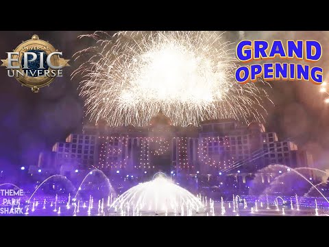 Epic Universe Grand Opening Fireworks Fountain Celebration - Multi-Camera Show  - Drones
