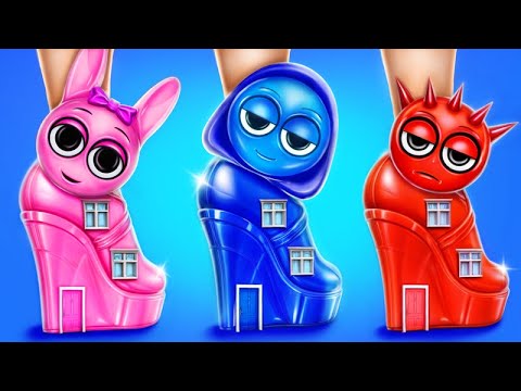 Tantangan Satu Warna Sprunki Incredibox! SPRUNKI Bangun Rumah Mungil! Pinki vs Raddy vs Jevin