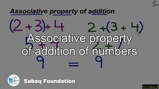 Associative property of addition of numbers