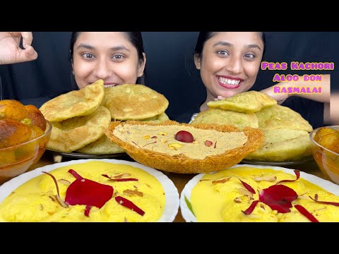 Eating Sevai Boat(katori)Peas Kachori With Aloo Dum,Rasmalai Challenge|Food Challenge|#peaskachori