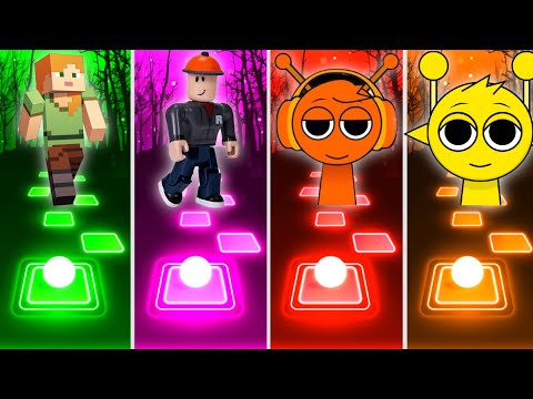 Minecraft 🆚 Roblox Dance 🆚 Sprunki Orange 🆚 Yellow Sprunki Tiles Hop V Gamer