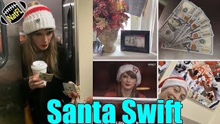 Taylor Swift tipping staff at Arrowhead Stadium while cheering on Travis Kelce on Christmas Day.