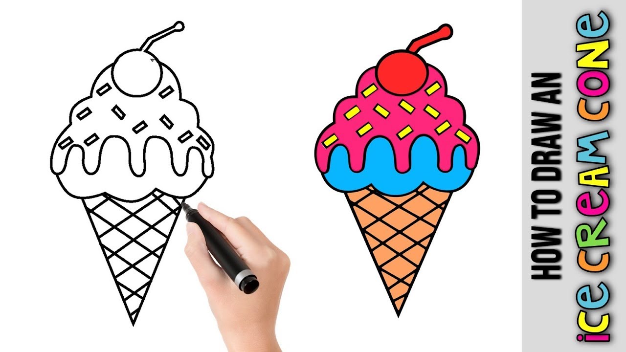 Download How To Draw An Ice Cream Cone Easy Pictures To Draw Step By Step Drawings Youtube Youtube Thumbnail Create Youtube