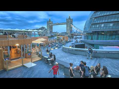 London 2025: Sunset/Dusk Walk, Tower Bridge to Big Ben along South Bank | 4K HDR