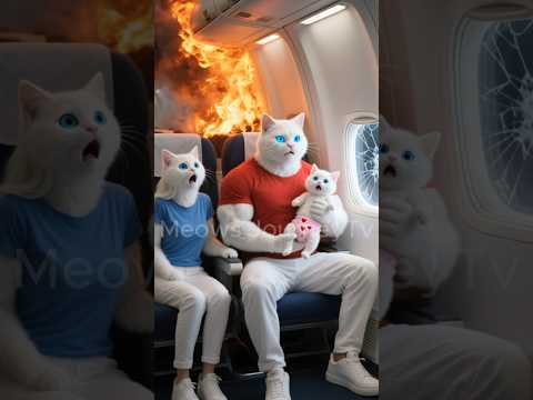"أب يرمي بنته من الطيارة المشتعلة علشان ينقذها! 😱🐱 قصة مشمشه والقرش🔥#cat #shorts  #shark #ai