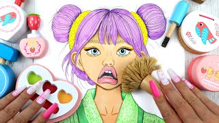 ASMR Makeup & Skincare with Strawberry 🍓 WOODEN cosmetics 😴 SLEEP 100%