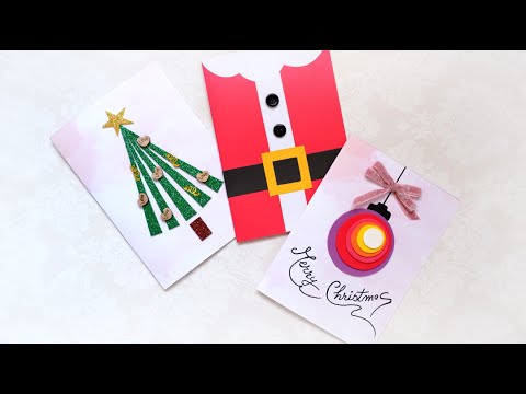 DIY Simple Christmas Card Ideas in less than 5 minutes | Handmade Greeting Card tutorials