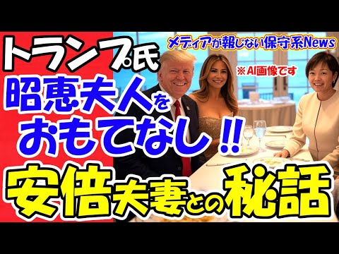 【トランプ氏】安倍昭恵夫人を夕食会で最上級のおもてなし！！安倍夫妻との秘話！！トランプ氏は昭恵夫人を定期的に電話で慰めていた！！石破首相は就任式にも呼ばれない！？【メディアが報じない保守系News】