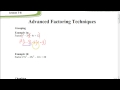 Advanced Factoring Techniques and Concepts