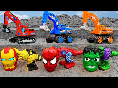 T Rex dinosaurs, Excavator, Crane rescue and assemble Concrete mixer truck | Animal Toy for kids