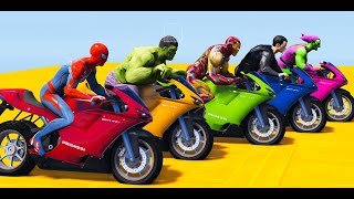 GTAV SPIDER - MAN 2 🏍️, FIVE NIGHTS AT FREDDY'S, POPPY PLAYTIME 3 Join in Epic New Stunt Racing🎢🪂💫