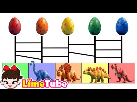 ¿De quién es el huevo de dinosaurio? 🥚🦖 | Huevos sorpresa y canciones infantiles | LimeTube