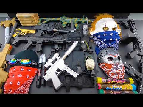 Unboxing the Gangster Toy Arsenal!🔥 White Silencer SMG, Gold Pistol, Flash Grenades, Masks & Weapons