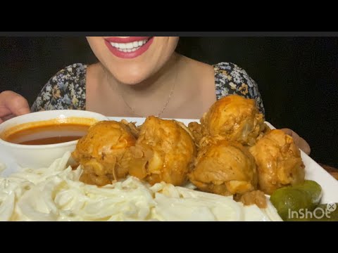 Mukbang asmr eating spicy drumsticks chicken with onion salad افخاد دجاج مع سلطة البصل