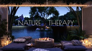 Cozy Summer Night Ambience ✨ Relaxing Lakeside Retreat: Gentle Water, Nature Sounds & Crackling Fire