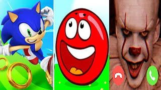 Sonic Dash vs Roblox RED BALL 4 vs Pennywise Clown Call Prank